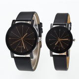 Woman Watch Hot Fashion Classics Black Leather Lover's  Creative Couple Gift For Lovers Geometric Quartz