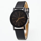 Woman Watch Hot Fashion Classics Black Leather Lover's  Creative Couple Gift For Lovers Geometric Quartz