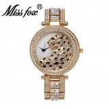 Woman Watch Miss Fox Quartz  Fashion Bling Casual  Gold   Crystal Diamond Leopard