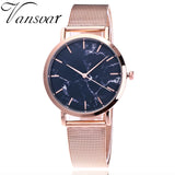 Woman Watch  Brand Fashion Silver And Gold Mesh Band Creative Marble Wrist