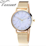Woman Watch  Brand Fashion Silver And Gold Mesh Band Creative Marble Wrist