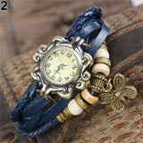 Woman Watch Casual Vintage Multilayer Butterfly Faux Leather Bracelet Wrist