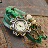 Woman Watch Casual Vintage Multilayer Butterfly Faux Leather Bracelet Wrist