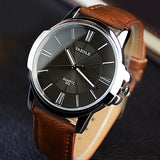 Man Watch  Top Brand Luxury Blue Glass  Waterproof Leather Roman
