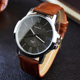 Man Watch  Top Brand Luxury Blue Glass  Waterproof Leather Roman