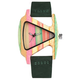 Woman Watch Creative   Wood Watches Unique Colorful Wooden Triangle