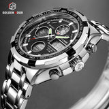 Man Watch Luxury Brand Waterproof Military Sport   Silver Steel Digital Quartz Analog