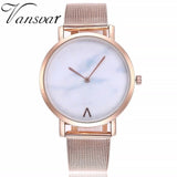 Woman Watch Vansvar Brand Creative Mesh Band Marble Quartz  Casual  Stainless Steel Wristwatches
