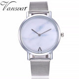 Woman Watch Vansvar Brand Creative Mesh Band Marble Quartz  Casual  Stainless Steel Wristwatches