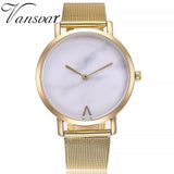 Woman Watch Vansvar Brand Creative Mesh Band Marble Quartz  Casual  Stainless Steel Wristwatches