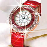 Woman Watch  Rhinestone   luxury Leather brand women's  s  Hot fashion   Dress