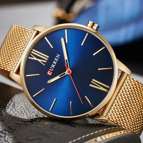 Man Watch Top Brand Luxury Gold Quartz  Fashion Waterproof Stainless Steel Sport Clock