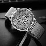 Man Watch Silver & Golden Luxury Hollow Steel,Unisex, Hombre Quartz