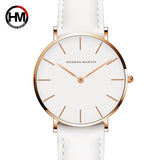 Woman Watch Japan Quartz Simple  Fashion White Leather Strap
