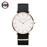 Woman Watch Japan Quartz Simple  Fashion White Leather Strap