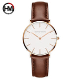 Woman Watch Japan Quartz Simple  Fashion White Leather Strap