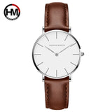 Woman Watch Japan Quartz Simple  Fashion White Leather Strap