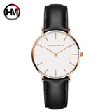 Woman Watch Japan Quartz Simple  Fashion White Leather Strap