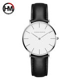 Woman Watch Japan Quartz Simple  Fashion White Leather Strap
