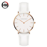 Woman Watch Japan Quartz Simple  Fashion White Leather Strap
