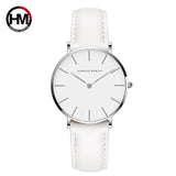 Woman Watch Japan Quartz Simple  Fashion White Leather Strap