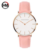 Woman Watch Japan Quartz Simple  Fashion White Leather Strap