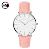 Woman Watch Japan Quartz Simple  Fashion White Leather Strap
