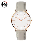 Woman Watch Japan Quartz Simple  Fashion White Leather Strap
