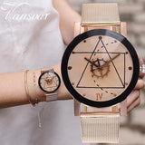 Woman Watch Unisex Rose Gold & Silver Gear Style Watches Fashion Luxury