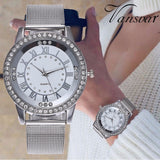 Woman Watch Fashion Casual Women Silver & Rose Gold Mesh Wristwatches Gift