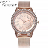 Woman Watch Fashion Casual Women Silver & Rose Gold Mesh Wristwatches Gift