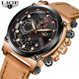 Man Watch Leather Automatic date Quartz , Luxury Brand, Waterproof, Sport Clock