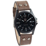 Man Watch Brand  New Leather Strap  Sport Quartz Military Wristwatch