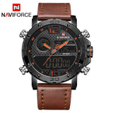Man Watch  Luxury Brand  Leather Sports  Quartz LED Digital  Waterproof Military