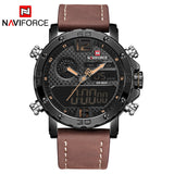 Man Watch  Luxury Brand  Leather Sports  Quartz LED Digital  Waterproof Military