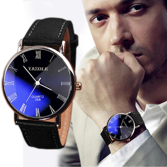 Man Watch  Brand Men Watch Luxury Faux Leather Mens Quartz Analog Business Wrist