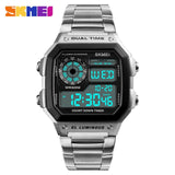 Man Watch Business ,Waterproof Casual, Stainless Steel Digital