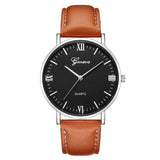 Man Watch Fashion Large Dial Military Quartz  Leather Sport  Classic Clock