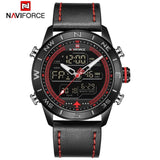 Man Watch  Fashion Gold   Sport  LED Analog Digital Watch Army Military Leather Quartz