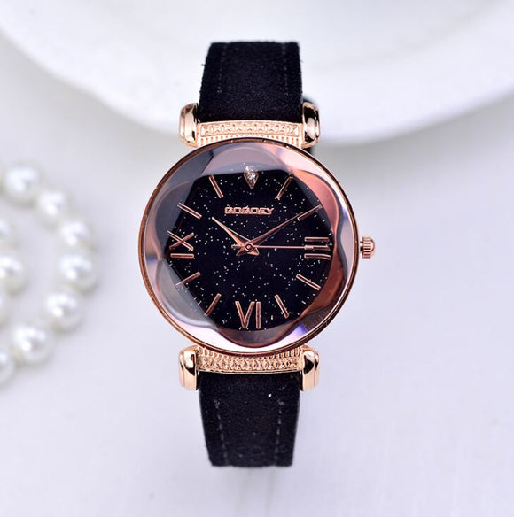 Woman Watch New Fashion Gogoey Brand Rose Gold Leather   ladies casual dress