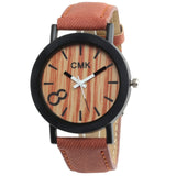 Man Watch Fashion Luxury Imitation Wood Grain  Simple Casual Leather Clocks  Couple Sports