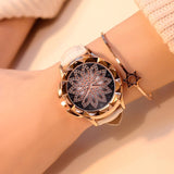 Woman Watch Luxury Brand Rose Gold  Fashion Casual Crystal Dress Wristwatch Leather Strap Quartz
