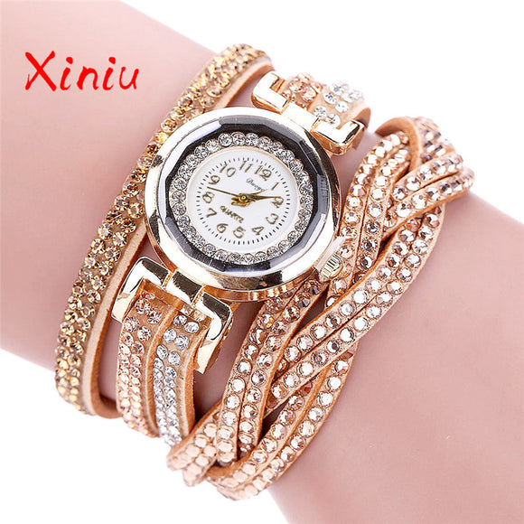 Woman Watch Ladies Quartz  Tops Brand Luxury Bracelets  Crystal Rhinestone Wristwatches