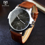 Man Watch   Top Brand Luxury Blue Glass  Waterproof Leather Roman
