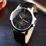 Man Watch   Top Brand Luxury Blue Glass  Waterproof Leather Roman