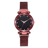 Woman Watch Top Brand Watches For Women Rose Gold Mesh Magnet Buckle Starry Quartz