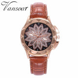 Woman Watch Best Selling Fashion Rose Gold Flower Rhinestone   Luxury Casual   Quartz Watch