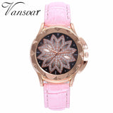Woman Watch Best Selling Fashion Rose Gold Flower Rhinestone   Luxury Casual   Quartz Watch