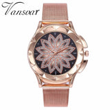 Woman Watch Best Selling Fashion Rose Gold Flower Rhinestone   Luxury Casual   Quartz Watch