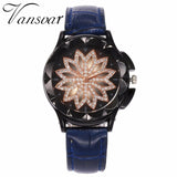Woman Watch Best Selling Fashion Rose Gold Flower Rhinestone   Luxury Casual   Quartz Watch